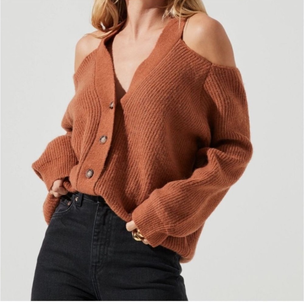 Astr Rust Off-the-Shoulder Sweater